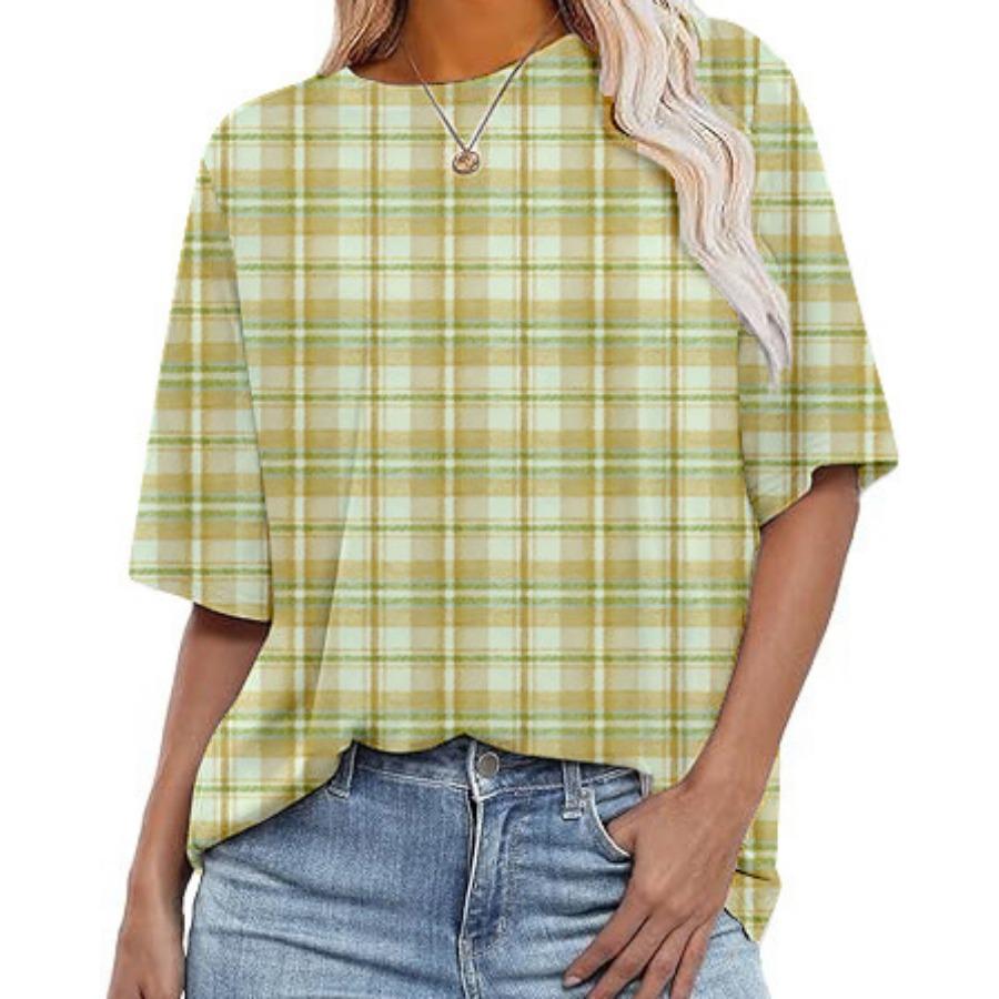 Женские повседневные свободные футболки с круглым вырезом и короткими рукавами в полоску с цифровой печатью для женщин