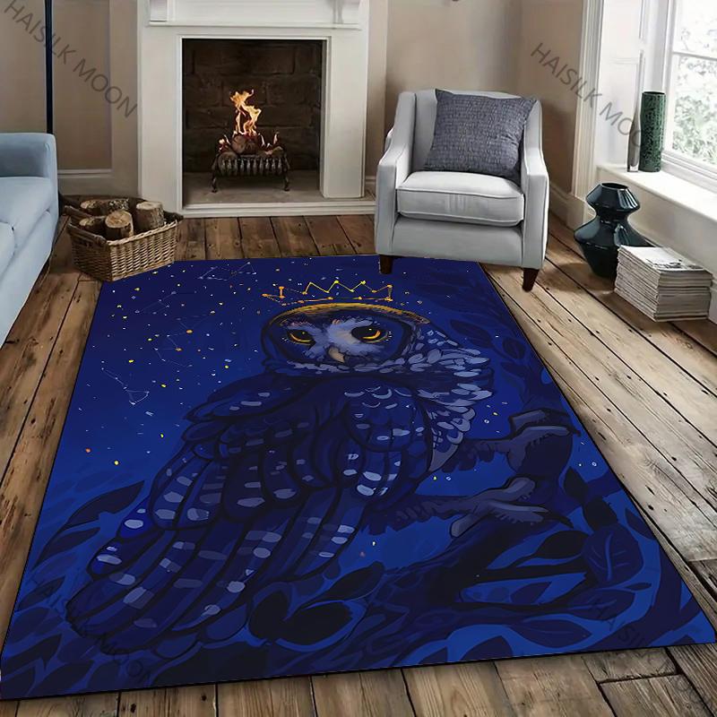 1PC Dark Style Owl Printed Carpet New Release! Rug for Living Rooms Bedrooms, Office Areas, Durable Machines Washable Mat Gifts