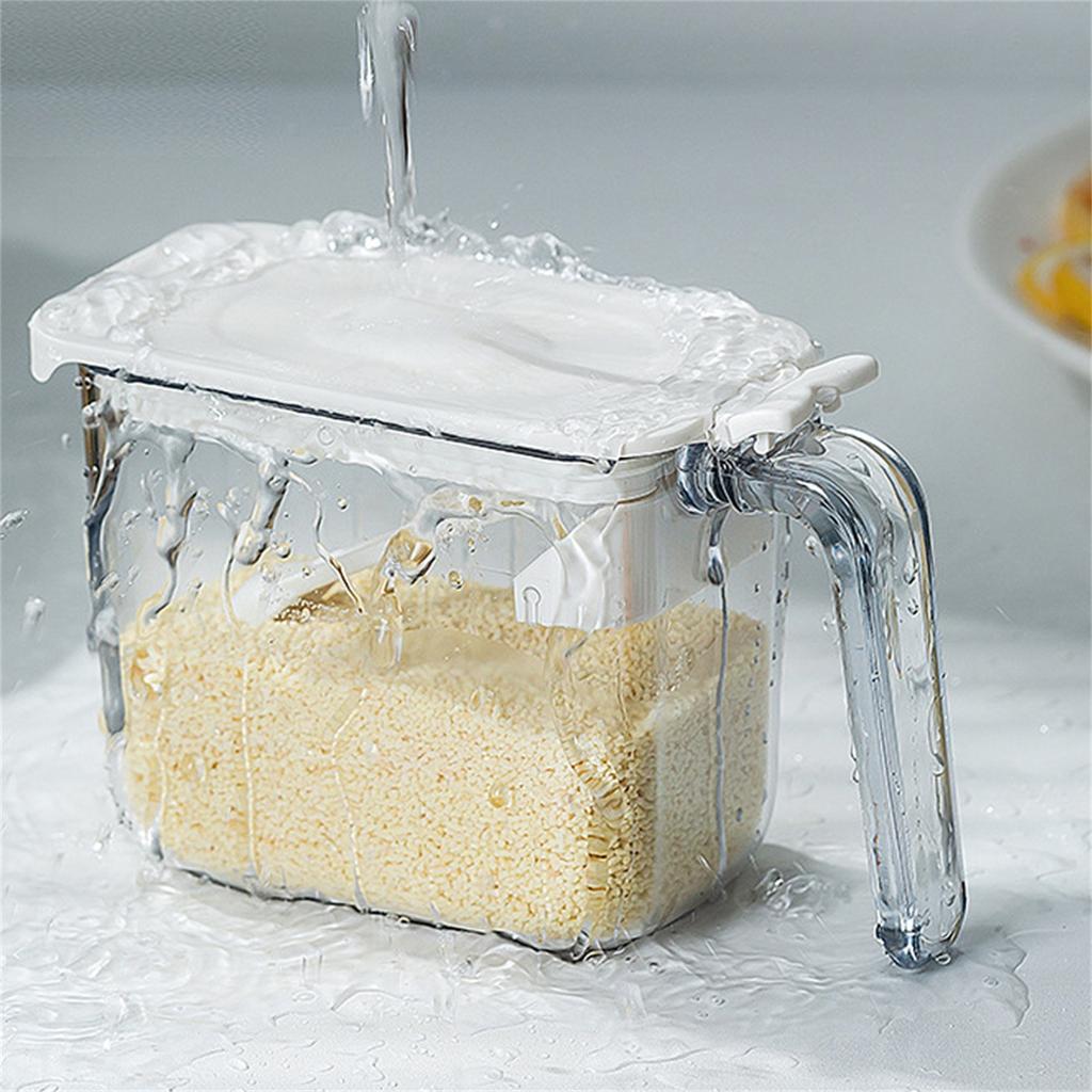 Clear Condiment Canisters Pots, Condiment Jar Container With Lids And Spoons,Seasoning Box Of Container Sugar Bowl For Kitchen