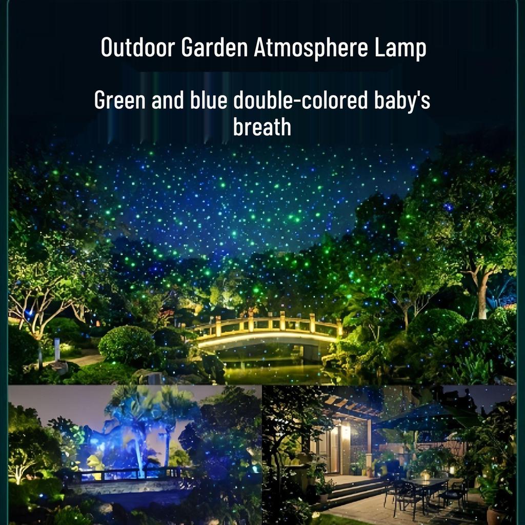Dynamic Green-Blue Firefly Laser Projector: Starry Sky Waterproof Garden Light