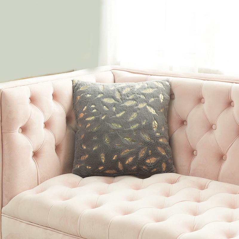 Home Pillowcase Two-sided Plush Hot Stamping Feathers Cushion Cover