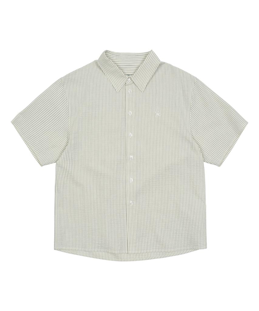 THE COLDEST MOMENT Tcm Mini Logo Stripe Half Shirts (Beige)