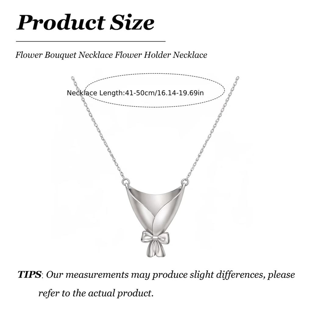 Flower Bouquet Necklace Flower Holder Necklace Pendant Creative Floral Vase Necklaces Mother's Day Jewelry Gift (No Flower)