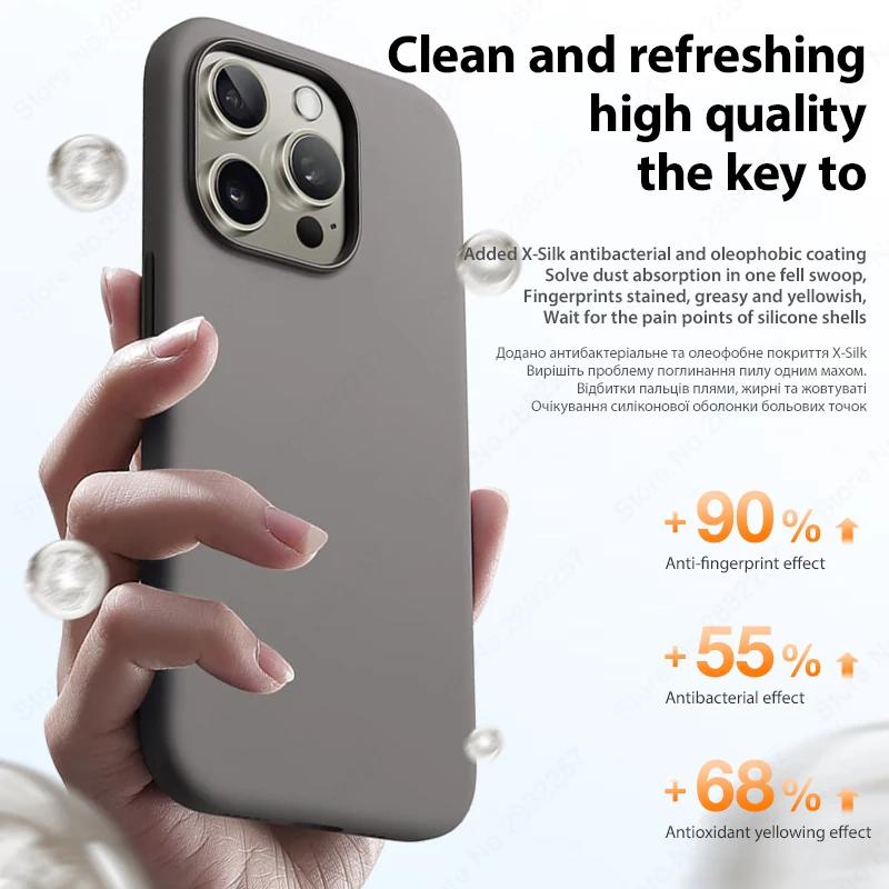 Liquid Silicone Case For iPhone 13 12 11 14 15 16 Pro Max Plus Official Case Bumper Protective Cover Phone Acssories