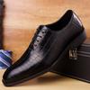 2025 New Lace-up Microfiber Snakeskin Pattern Leather Shoes for Men and Gentlemen Comfortable Rubber Dress Foreign Trade
