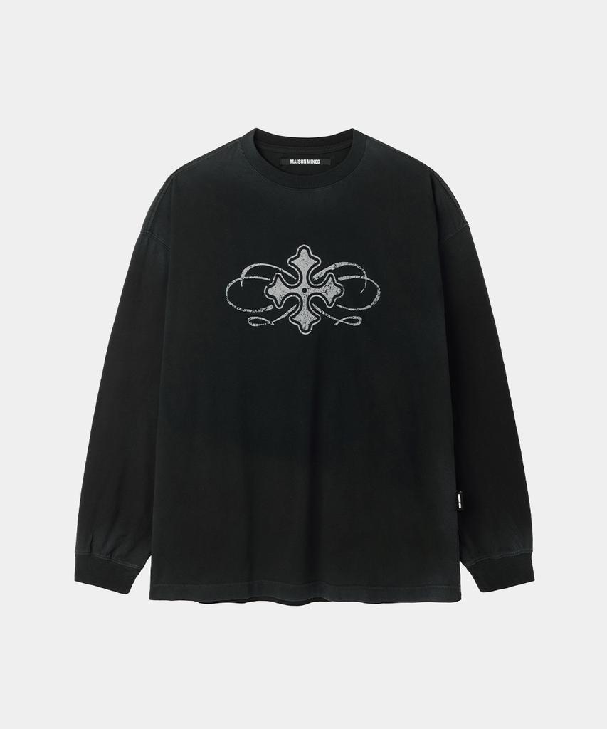 MAISON MINED Кельтский Крест С Длинным Рукавом Стирка Черный