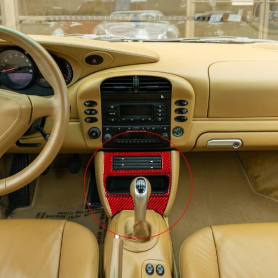 For Porsche Boxster/996 Red Carbon Fiber Interior Central Storage Box Cover Trim