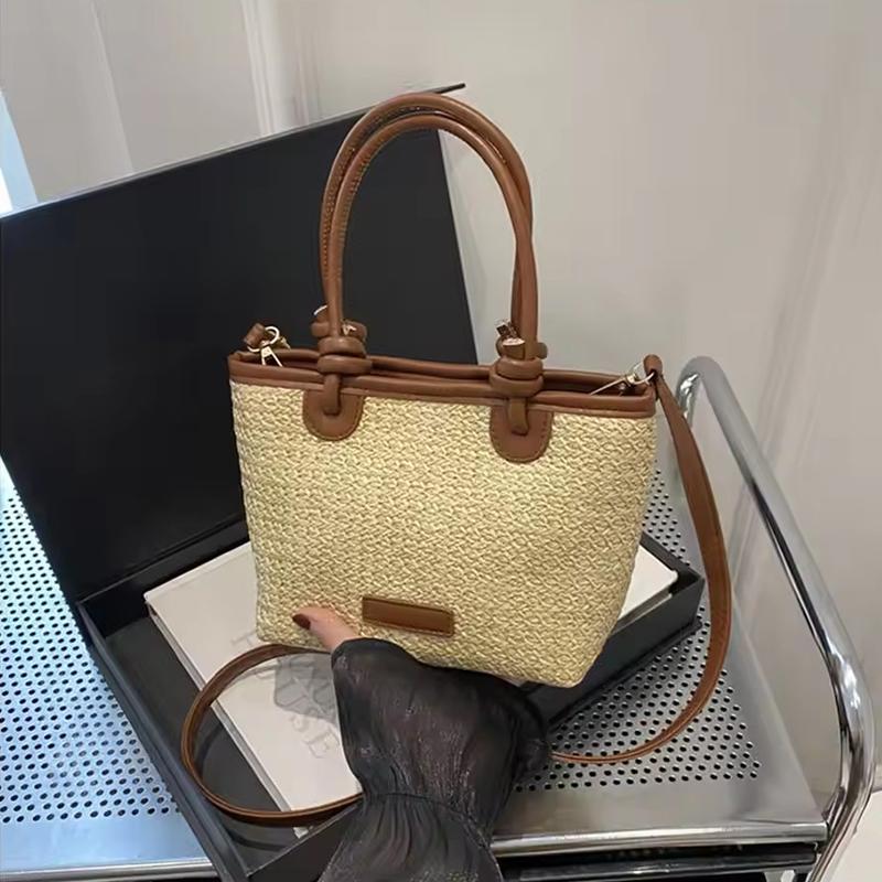 Yogodlns New Straw Woven Crossbody Bags For Women Summer Rattan Vacation Bucket Shoulder Bags Summer Seaside Beach Handbags