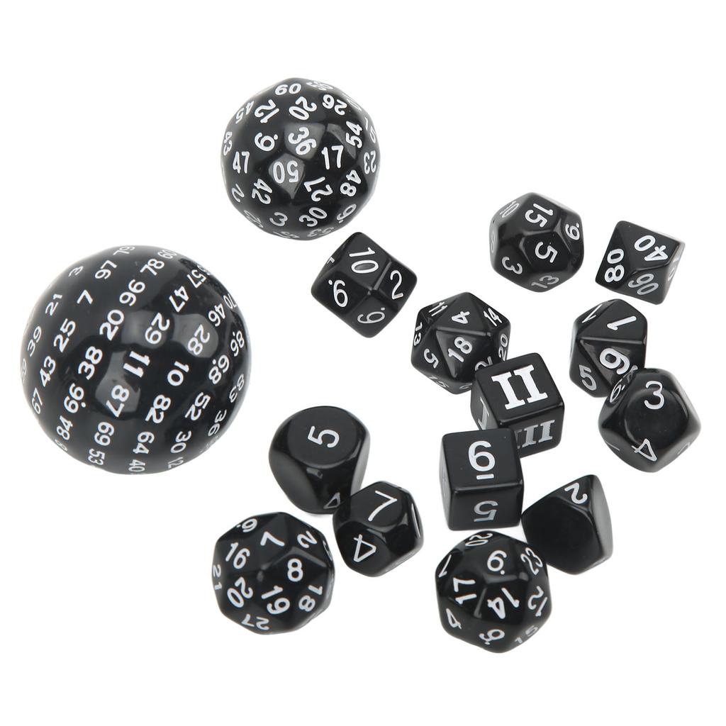 15Pcs Polyhedral Dice Set Acrylic D3 To D100 Table Gaming Dices for Role Playing Table Games Party