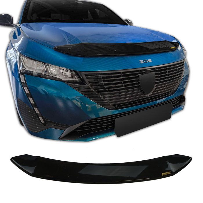 SCOUTT | Bra Capot Déflecteur Protection Pour Peugeot 308 Depuis 2021, Aérodynamique, Assemblage Facile, Aucun perçage requis