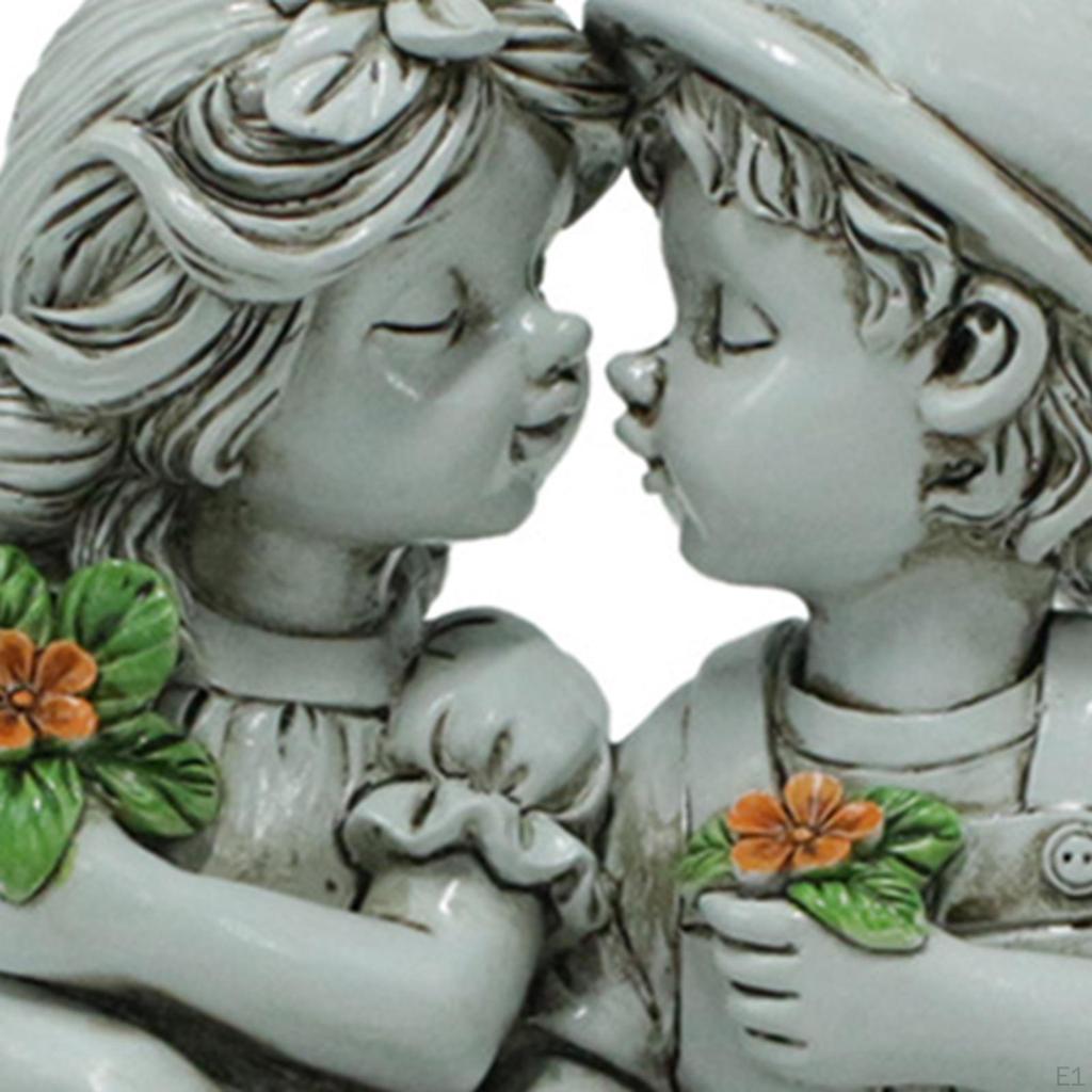 Boy and Girl Statue Outdoor Sculpture Decor Lawn Art Crafts Resin Ornament Sitting On