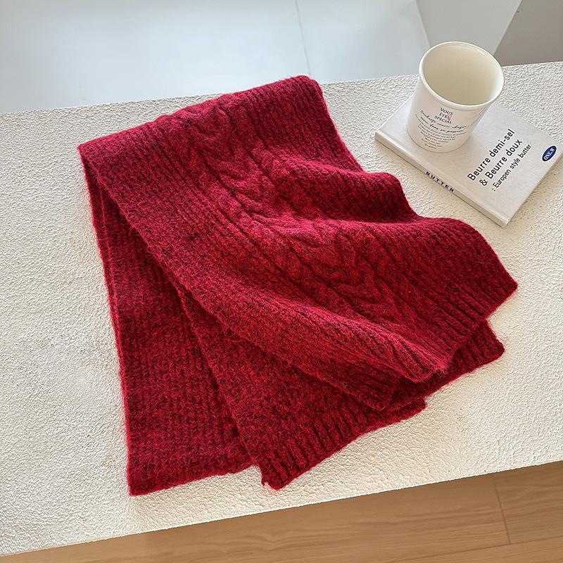 Knitted Fried Dough Twists Scarf for Female and Male Thick Warm Shawl for Student Lovers