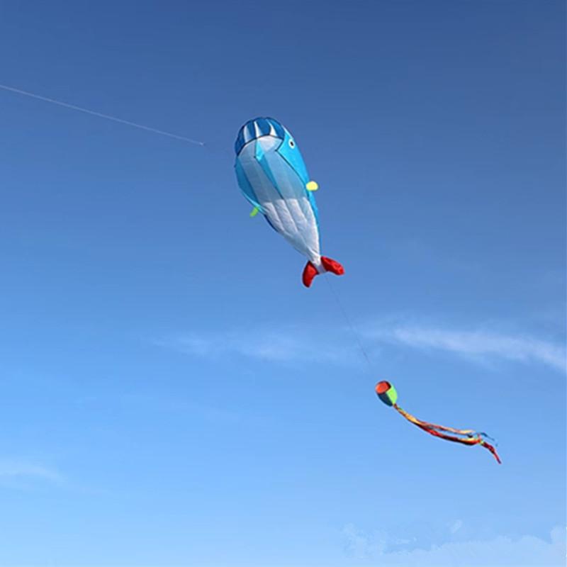 Хороший летающий большой воздушный змей в виде кита/дельфина, однорядная пластиковая летающая игрушка, новый мягкий воздушный змей для детей и взрослых