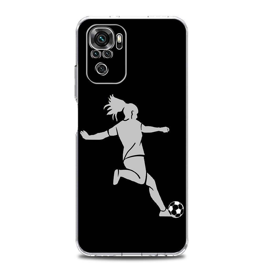 New Square Clear Phone Case For Xiaomi Redmi Note 12 11 9S 9 8 10 Pro+ 7 8T 9C 9A 8A K40 Gaming Cover Football Player Soccer Art