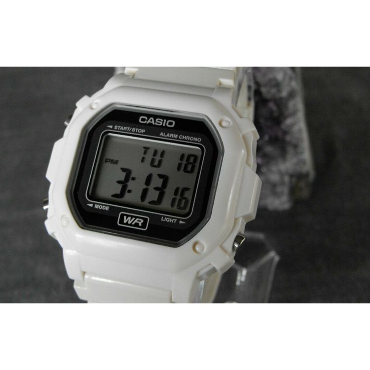 Casio Серия для молодежи Силиконовые Квадратные Классические Маленькие Часы Водонепроницаемые Спортивные Электронные Кварцевый Механизм Пластиковый Ремешок Женские часы Черные F-108WHC-7ACF
