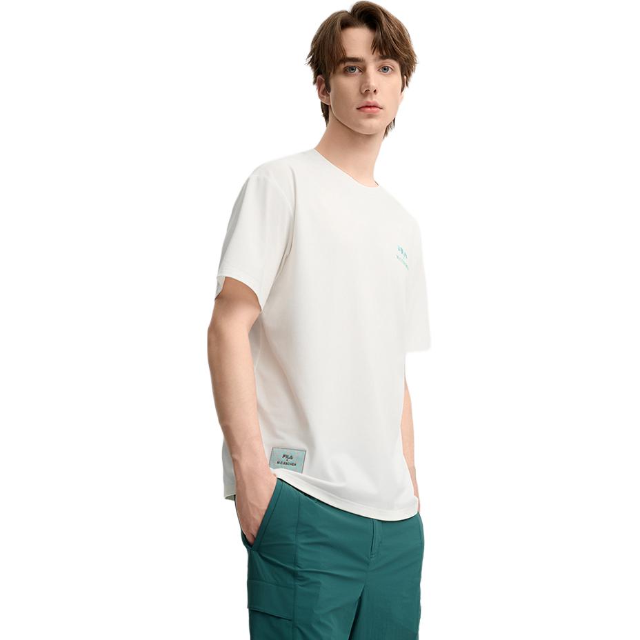 Fila X M.C.. ESCHER Серия Heritage Простая модная трикотажная футболка с коротким рукавом Мужские топы F11M538129F-WT