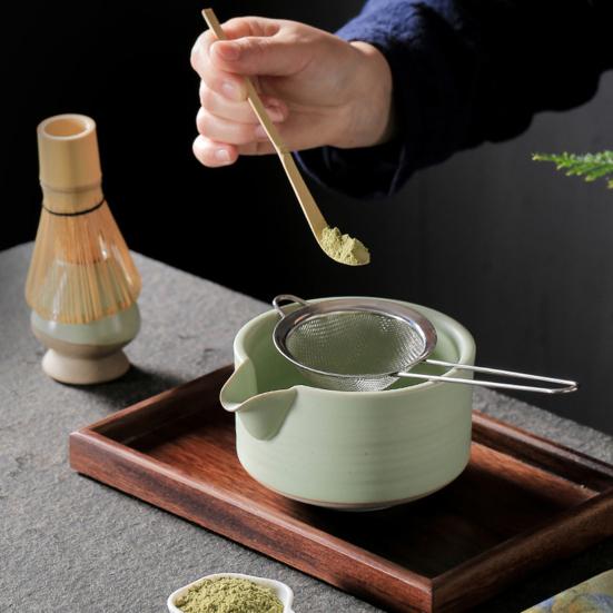 Bamboo Matcha Whisk with Tea Pick Teaspoon Handmade Traditional Japanese Chasen Stirring Brush