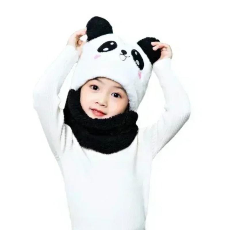 Cartoon Hat for Girls Boys Scarf Thicken Cap Winter Hat for Kids Newborn Baby Stuff Children Hat Plus Fleece Kids Caps