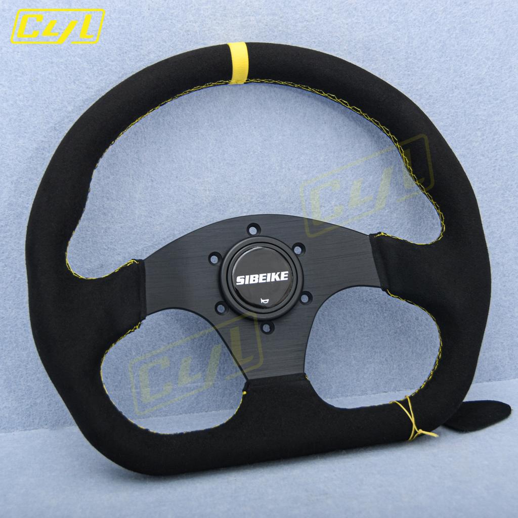 JDM D-образное гоночное рулевое колесо из замшевой кожи, универсальное, для модифицированных автомобилей, спортивное, для дрифта