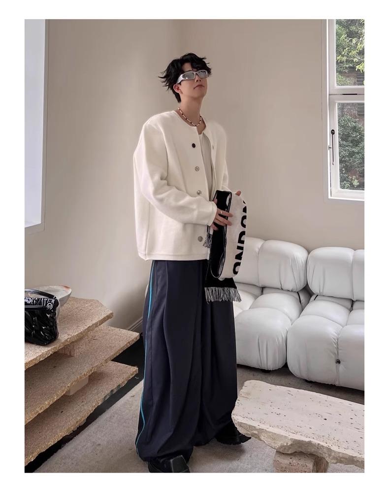 Мужской вязаный кардиган премиум-класса на молнии с круглым вырезом - Осенне-зимний ленивый стиль