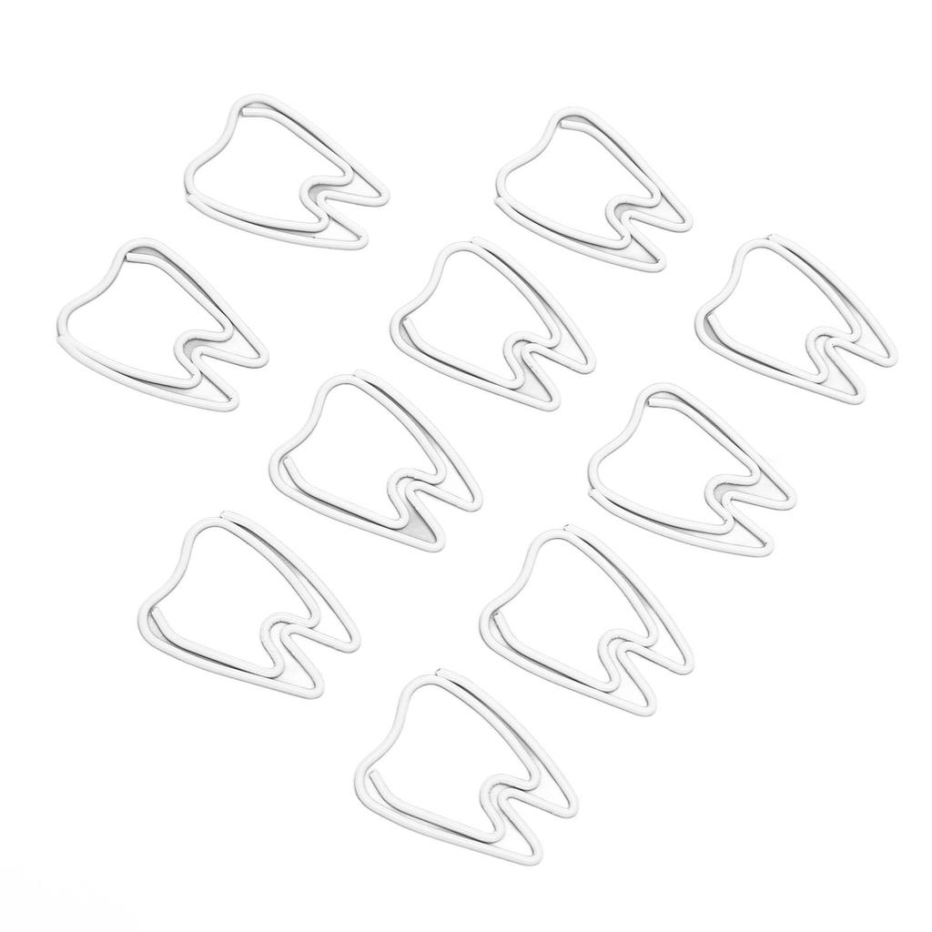 100pcs Paper Clips Cute Tooth Shape Rustproof Electroplated Metal Small Paper Clips for Office Schoo