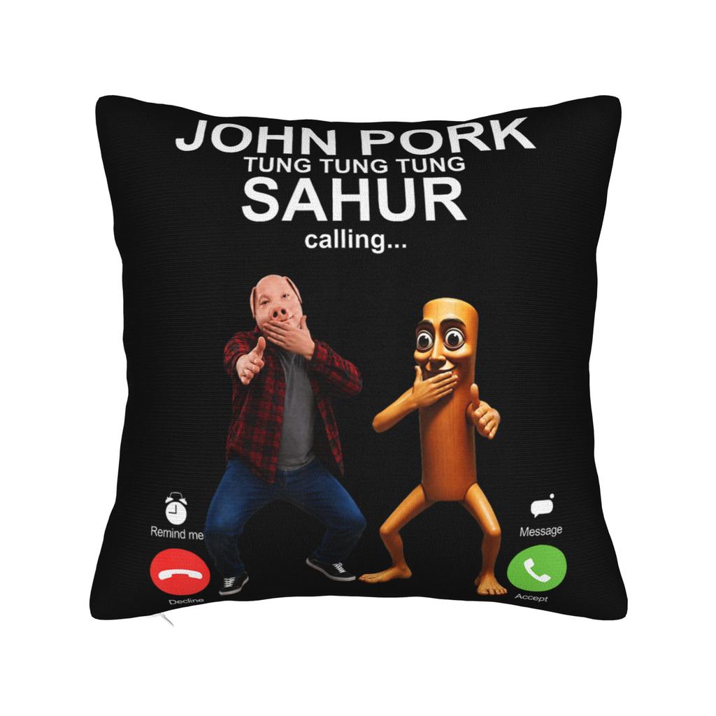 Tung Tung Sahur Chan Meme Pillowcase Printed Cushion Cover Decor Throw Pillow Case Cover Home Zippered