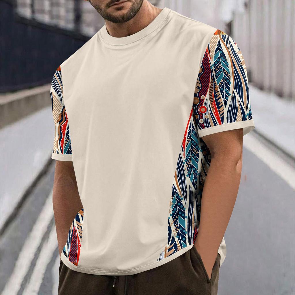 Летняя мужская популярная футболка с круглым вырезом и коротким рукавом с принтом