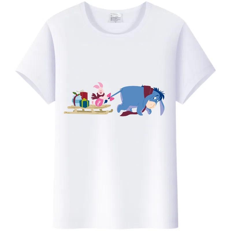 Y2K Tshirt Kawaii Clothes Tops Unisex Cartoon Winnie The Pooh Tigger Graphic T-shirt Summer Blouses White Tees