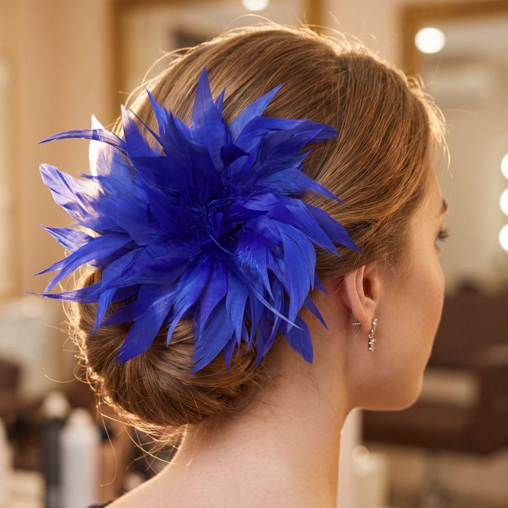 25cm Artificial Feather Lapel Pin Colorful Exaggerated Feather Brooch Daily Wear