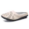 2025 New Summer Baotou Half Slippers for Women's Breathable PU Leather No Heel Slip-on Women's Shoes Flat Slippers Zapatos Mujer