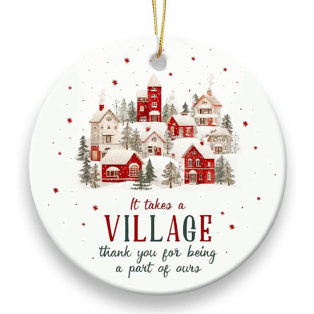 Thank You Ornament 2025 - It Takes A Village Ornament, Unique Xmas Gifts for Coworkers Boss Mentor, Thank You Gifts for Women Men Teachers Coaches
