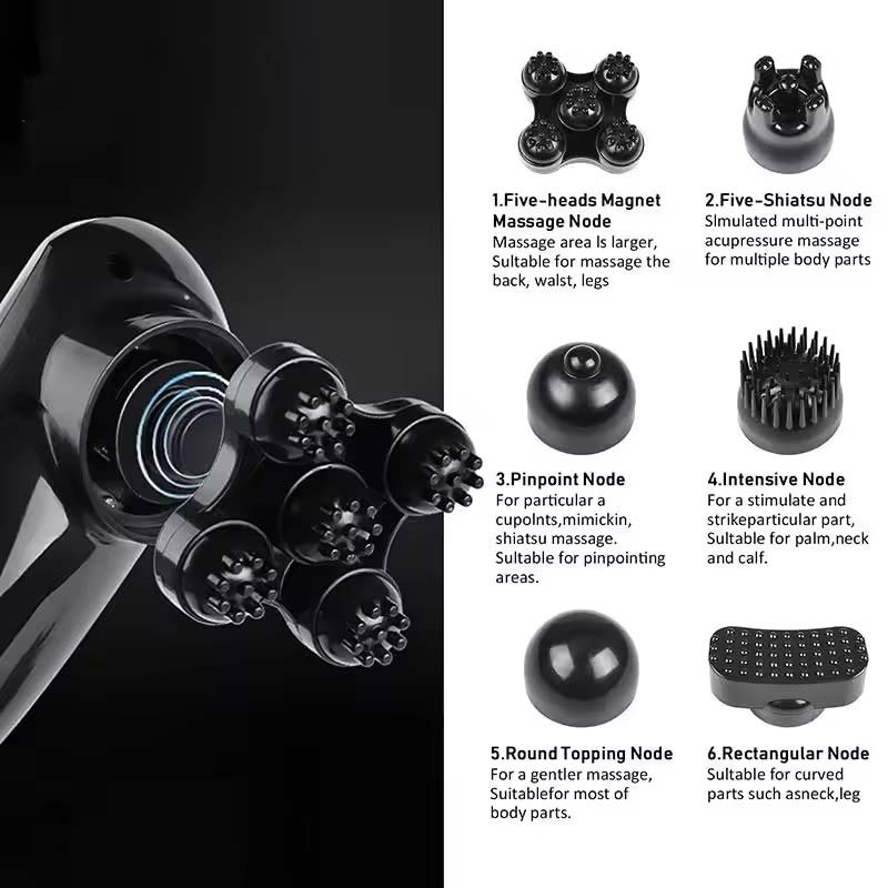 Персональный ручной 6-головочный беспроводной электрический перкуссионный массажер для глубоких тканей, мышечный массажный стик, вибрационный фитнес-массажер
