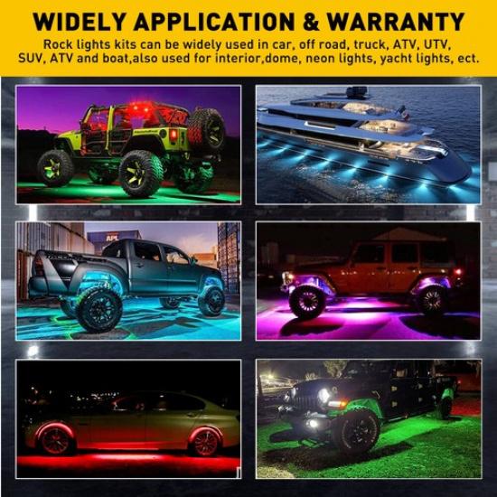 10x RGB LED Pods Rock Lights Kit Underbody Neon Light For Ford F-150 F-250 F-350