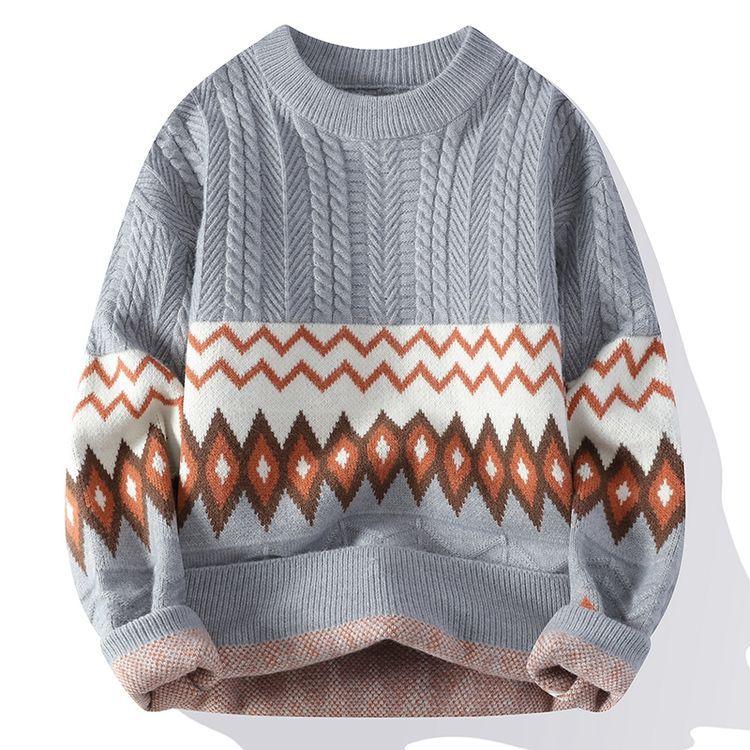 Осенне-зимний зеленый мужской свитер с круглым вырезом, модный свободный японский вязаный свитер для ленивого ветра