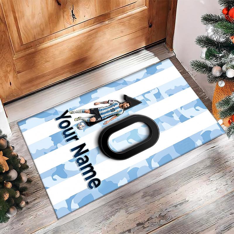 Lionel Messi Printed Crystal Velvet Rug Non‑Slip Crystal Velvet Carpet For Sofa Bedroom Indoor Home Decoration