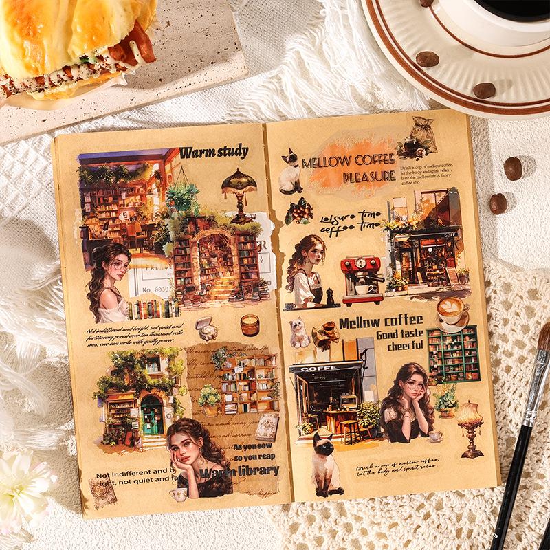 8-Sheet Retro Minimalist Sticker Book, Classic Solid Color & Simple Line Designs, Self-Adhesive for Journal DIY & Scrapbook Deco