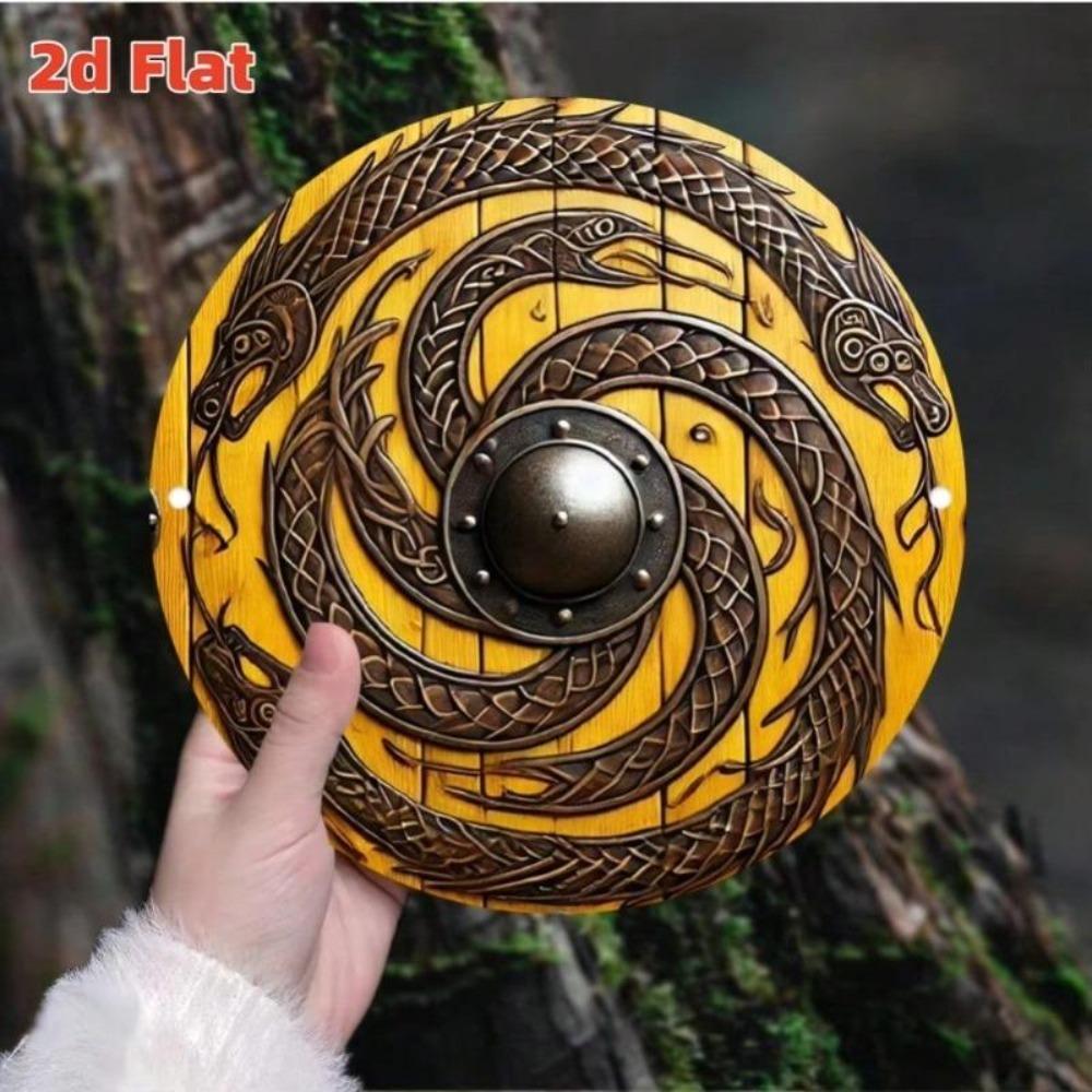 Viking Dragon Shield Metal Tin Wall Art Home Decor Halloween Room