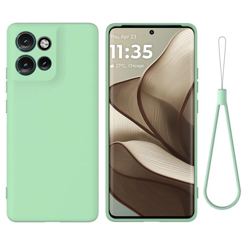Для Motorola MOTO Edge 50 Neo, S50 Чехол Мягкий Премиальный Чехол из Жидкого Силикона с Флоком Внутри Чехол с Ремешком для Moto S50