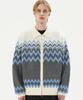 TRILLION Washable Nordic Jacquard Collar Neck 2-Way Zip-Up Knit [Ivory]