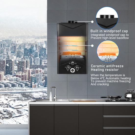 Tankless Water Heaters 4.21GPM 16L, Outdoor Portable Gas Hot Water Heaters, Fast Constant Temperature Water Heaters, Portable Water Heaters with