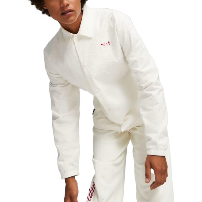 Puma Куртка Palm Tree Crew Coach, однобортная, с вышитым воротником, мужская куртка, белая 622296-65