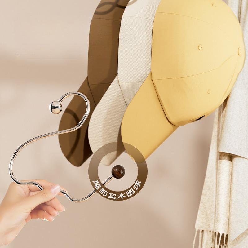 S-образный прочный круглый держатель для шляп, не оставляющий следов, нескользящий крючок для хранения шляп, вешалка для шарфов, полотенец, галстуков, нержавеющая сталь