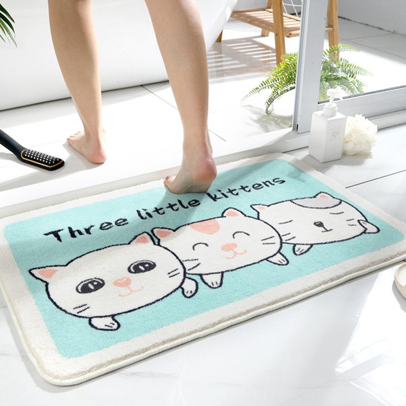 Cartoon Cashmere Floor Mat Entry Door Mat Toilet Bathroom Absorbent Plush Carpet Foot Mat Thick Carpet Non-slip