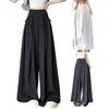 Женские брюки с высокой талией, регулируемым шнурком, оверсайз, широкие штанины, однотонные, с блестящим дизайном, повседневные брюки