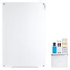 Magnetic Glass Whiteboard, Dry Erase Board 900 x 600 mm, Wall-Mounted Large White Glassboard Frameless, with Marker Tray, an Eraser and 2 Markers,