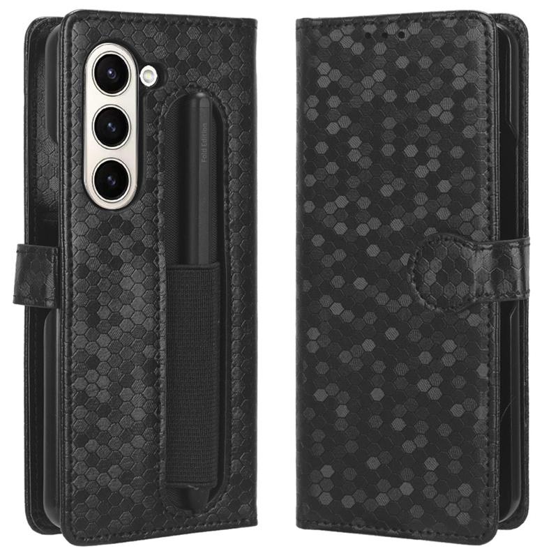 Samsung Galaxy Z fold6 Z fold5/4/3 с отделением для ручки роскошный волнистый узор в виде точек магнитный чехол-книжка для мобильного телефона флип-чехол защитный чехол