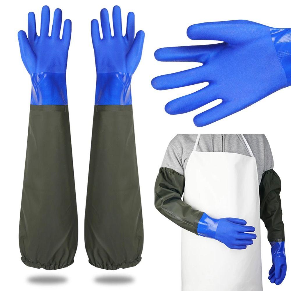 1 пара удлиненных резиновых перчаток многоразовые рабочие безопасные перчатки для работы по дому
