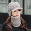 Популярная женская зимняя шапка, сохраняющая тепло, шапка с меховой подкладкой и комплект шарфа, теплые шапки для женщин, повседневная зимняя вязаная шапка с кроличьим мехом