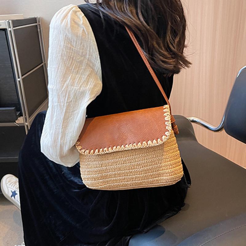 Новая французская винтажная плетеная сумка из соломы Простая и модная сумка через плечо Плетеная сумка Осень Вестернизированная повседневная сумка кроссбоди ARI
