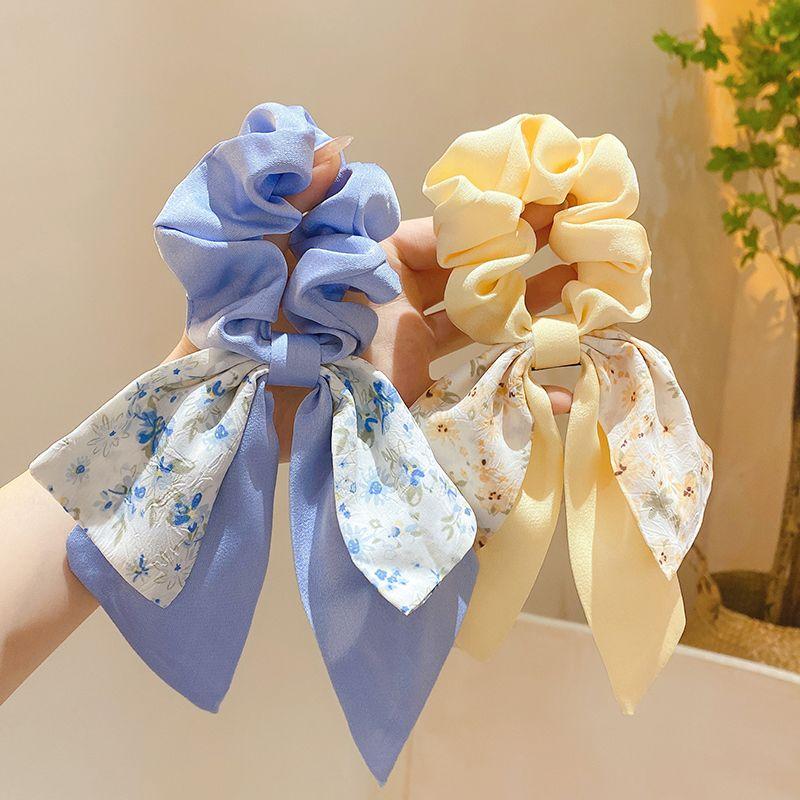 Broken Flower Bowknot Large Intestine Hair Ring Female Tie Hair Headstring Hair Band Small Scarf Ribbon Headwear
